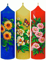 Свеча пеньковая 40х145 цветная "Цветы"