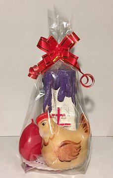 Подарочный набор пасхальных свечей "Пасха+яичко+курочка"