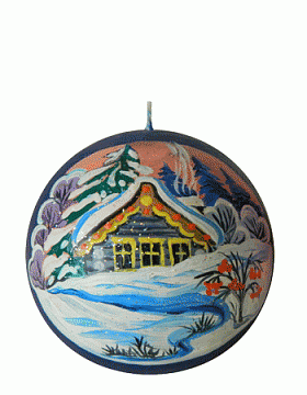 Свеча новогодний шар "Зимний домик - 2"