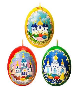 Свеча яйцо пасхальное среднее "Церквушки №2"