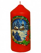 Свеча пеньковая 60х132 красная "Рождественская ночь"