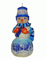Свеча новогодняя "Снеговик с подарком - 1"